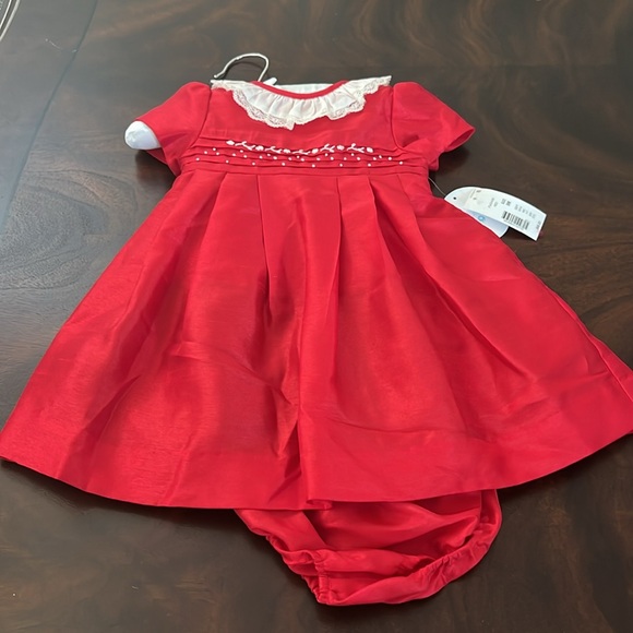 Edgehill Collection Ruffle Neck Short Sleeve Taffeta Dress - Picture 7 of 13